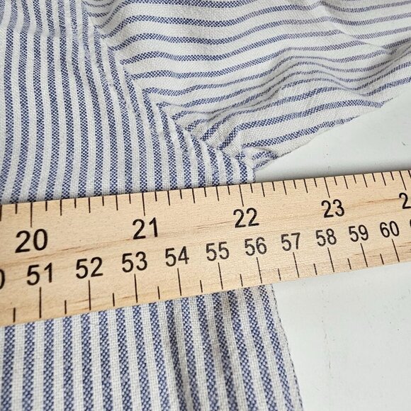 American Eagle Striped Button-Up Shirt Blue White Cotton Blend Women's M - Picture 6 of 8